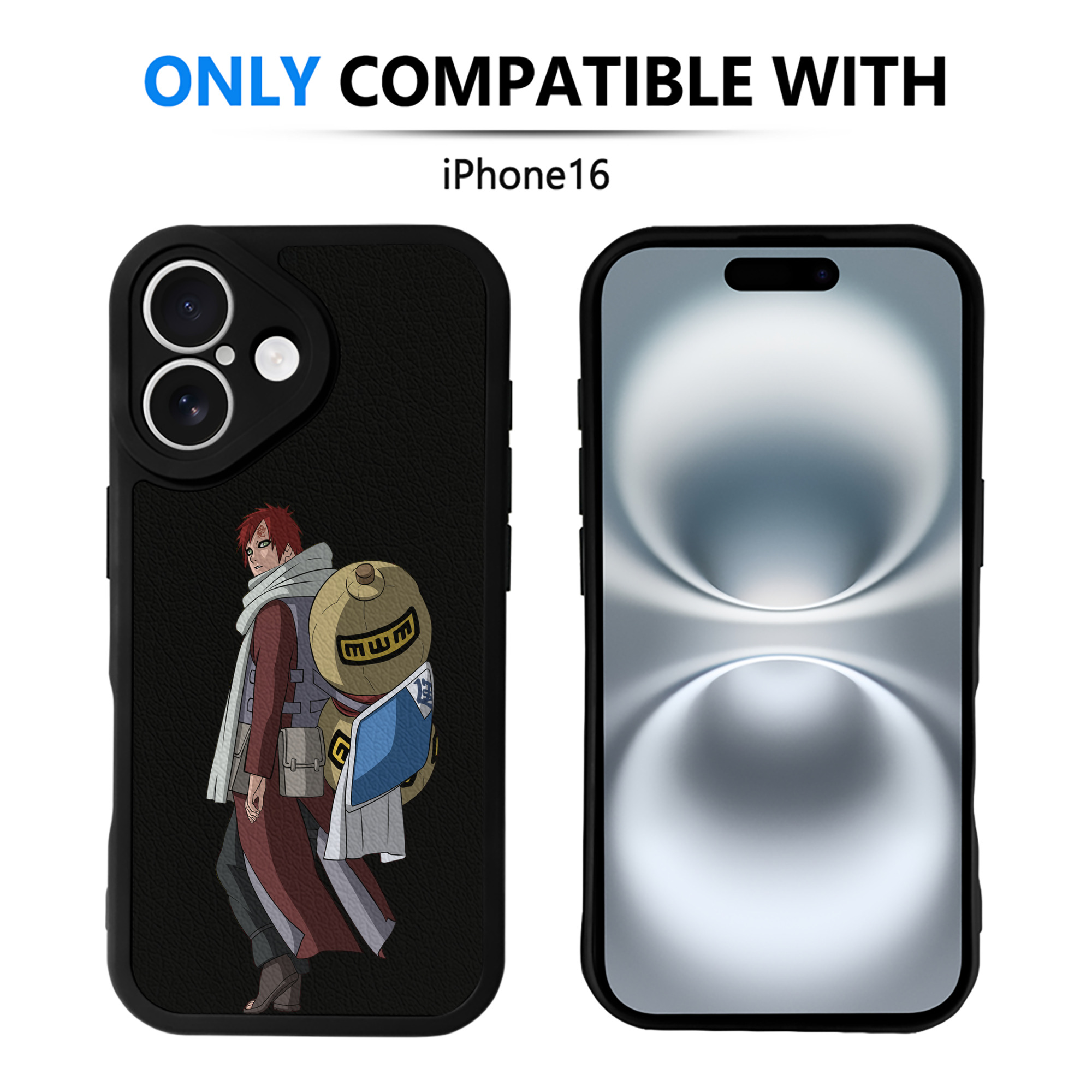 （画像用） NARUTO -ナルト- ガアラ Gaara 【iPhone 16シリーズ対応】シリコンスマホケース（レザー調） 材質：シリコン